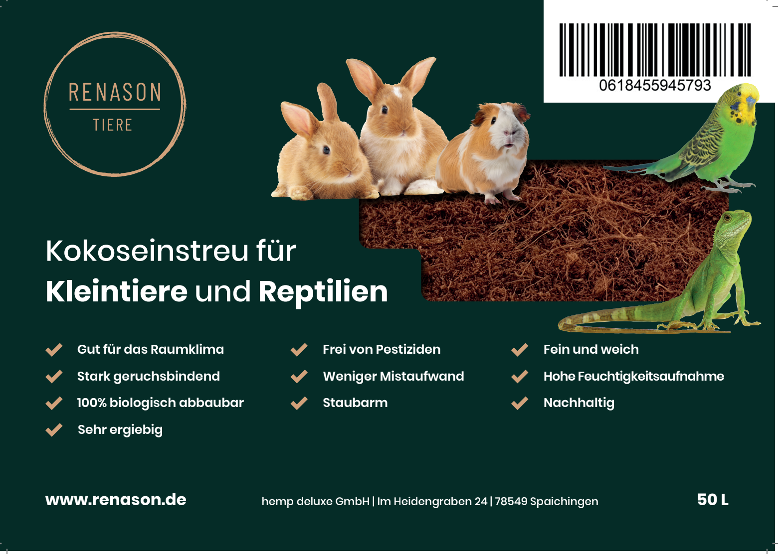 Kokoseinstreu RENASON® TIERE – Hempdeluxe